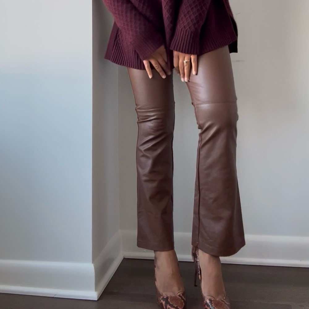 Free People Sasha Kick Crop Vegan Leather Pants - Size 4 - Picture 2 of 7